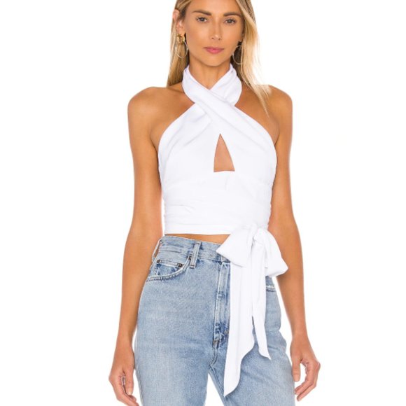 superdown Tops - SUPERDOWN JENNIFER DRAPED TOP in white size SMALL